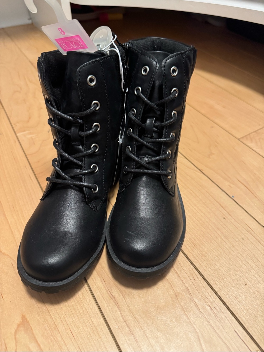 The Children's Place Black Lace-Up Kids Combat Boots